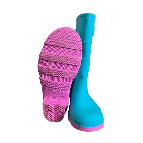 Kamik Girls 3 Raindrops Turquoise Pink Rubber Rainboots Wellies - Picture 10 of 12